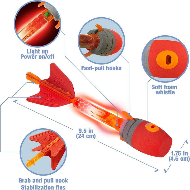 Zing HyperStrike FireTek Bow Archer Pack, Light Up Bow and Light Up Zonic Whistle Arrows, Shoots Arrows Over 200ft, Outdoor Play with Friends and Family, for Ages 14+ (Red) - Image 4